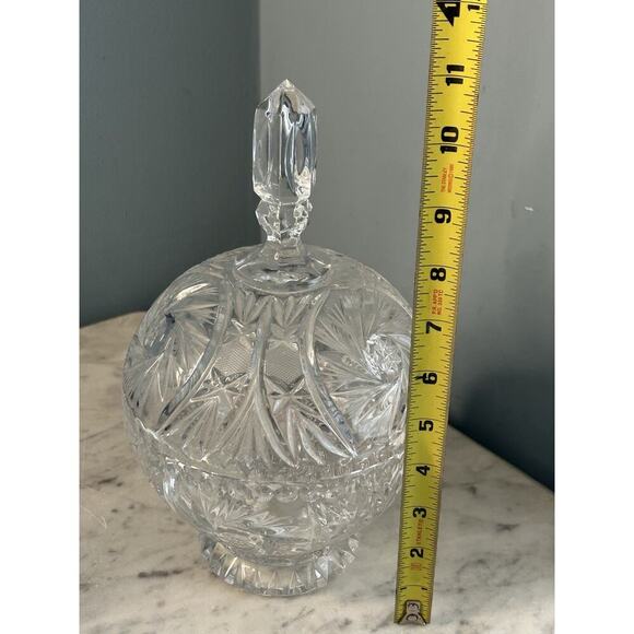Bohemia Crystal Candy Dish Lidded Vintage Violetta Pinwheel Star of David Clear - Picture 7 of 16